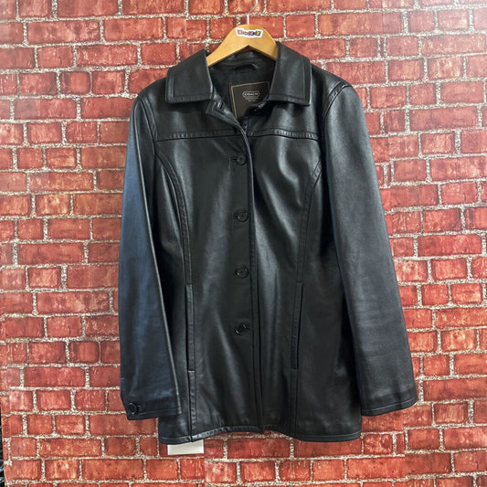 Y2K Coach leather Midi jacket black Size M