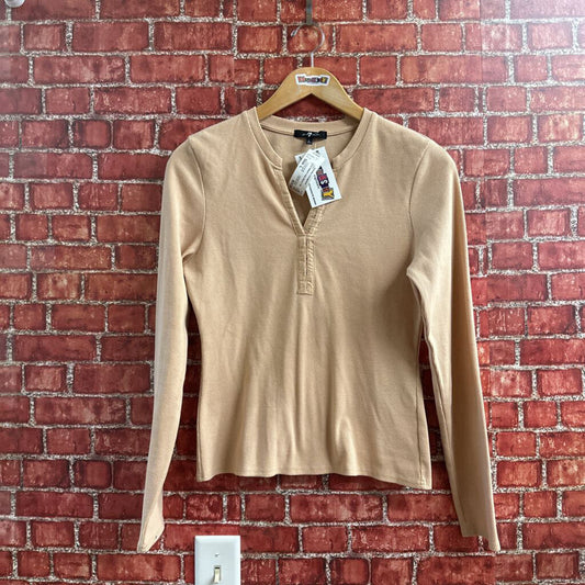 Seven Ribbed Long Sleeve Top beige Size L