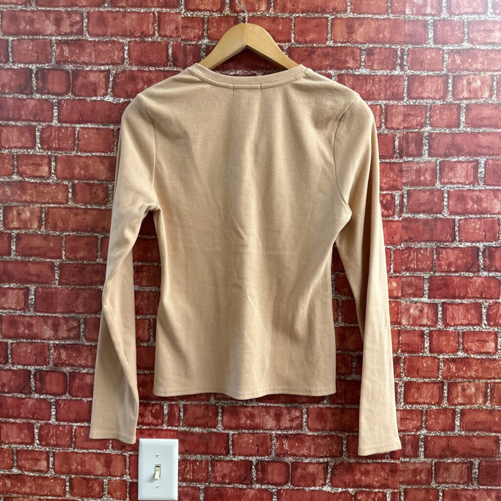 Seven Ribbed Long Sleeve Top beige Size L