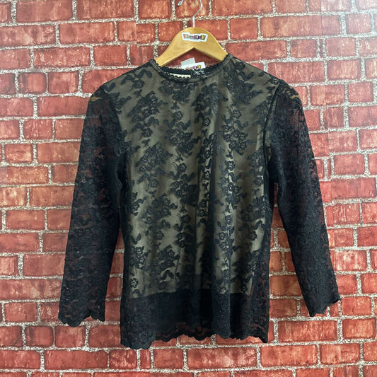 Jasmine tea Lace Top black Size S