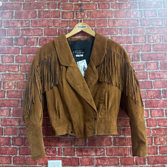 Vintage 80s Phoenix Suede Fringe Cropped jacket brown Size S