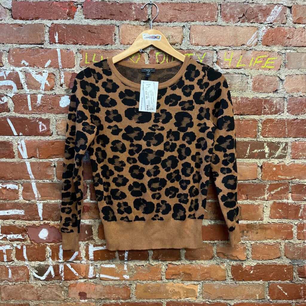 Ann Taylor Cheetah Pattern Sweater Brown Size XS