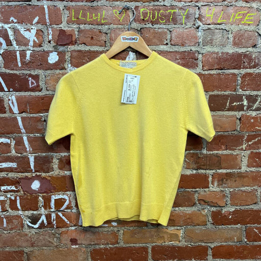 Peter Scott Vintage Yellow 100% Cashmere Tee Size M