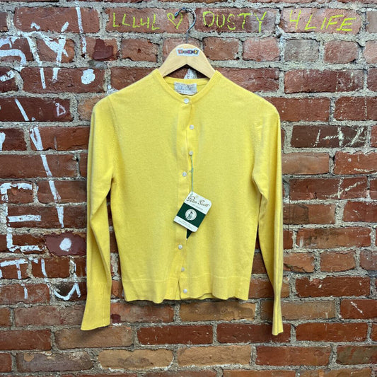 Vintage DS Peter Scott Yellow Cashmere Cardigan NWT Size S