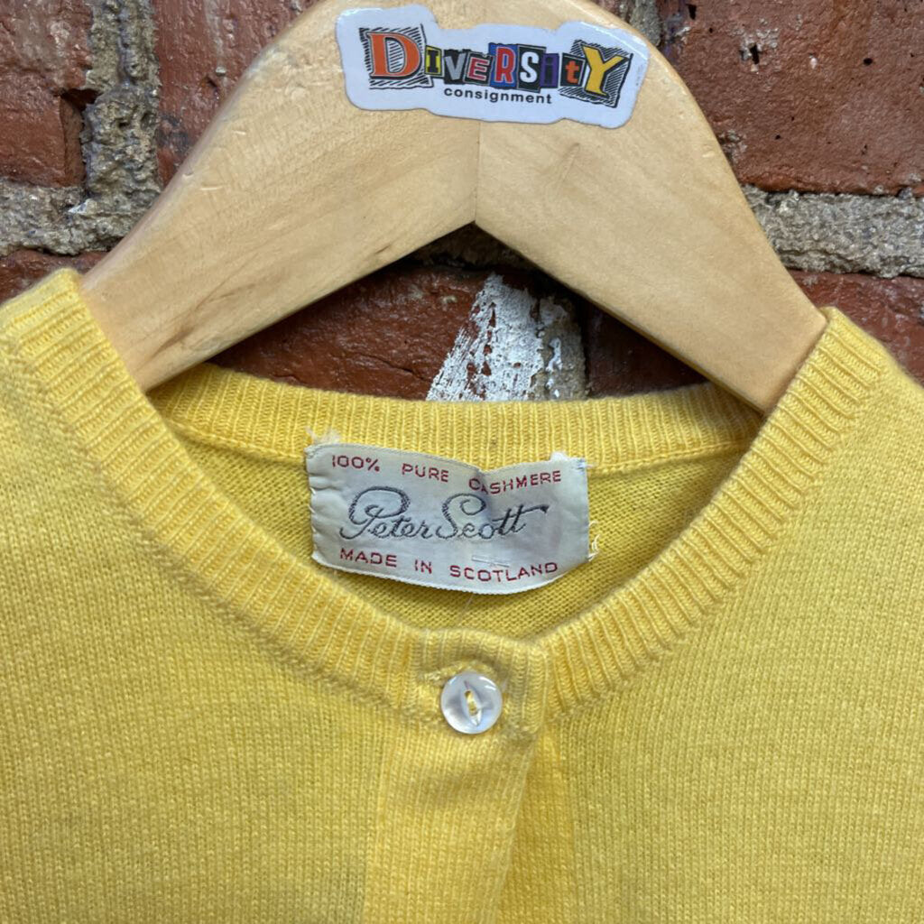 Vintage DS Peter Scott Yellow Cashmere Cardigan NWT Size S