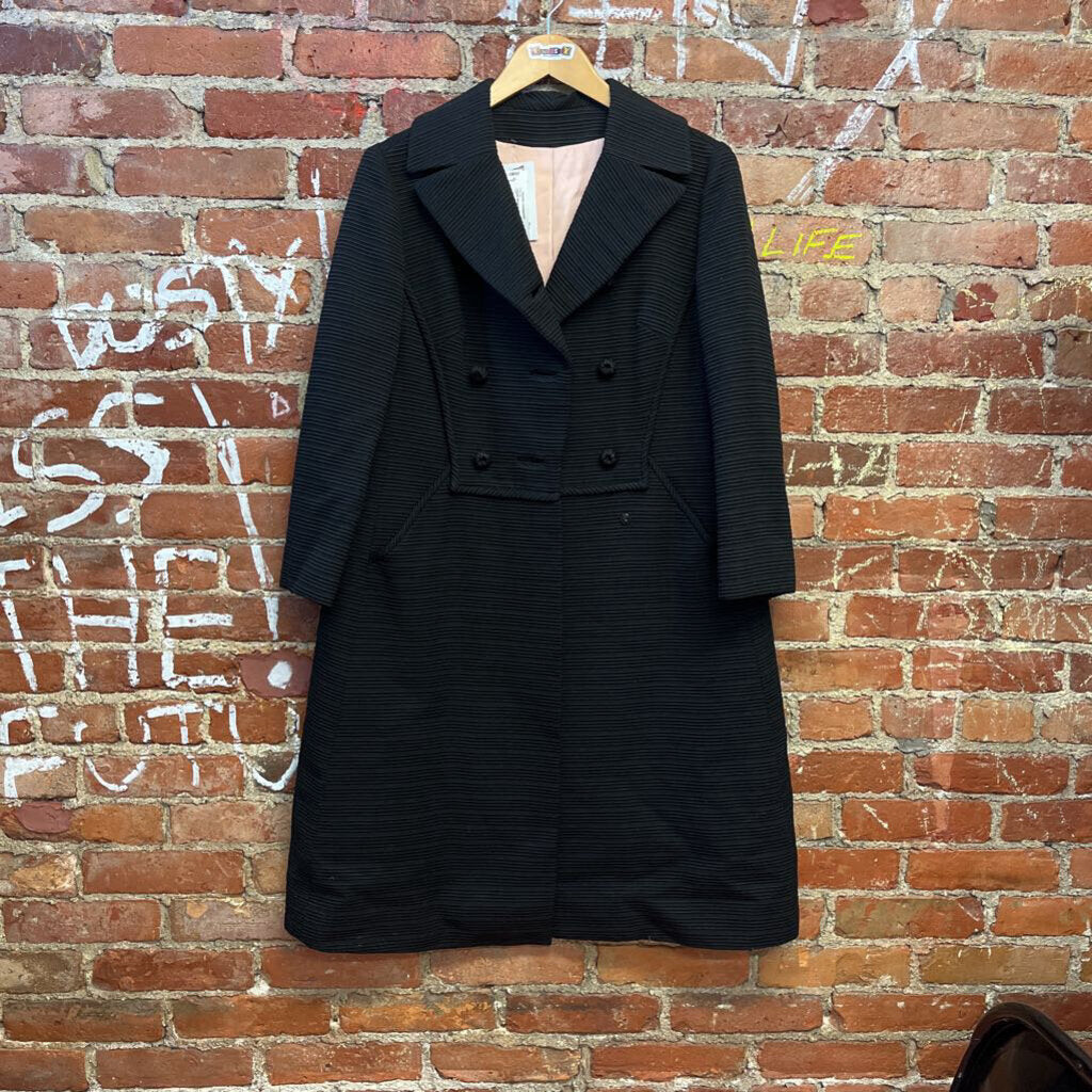 Vintage Monarch Pavillion 1960s Overcoat Black Size Small