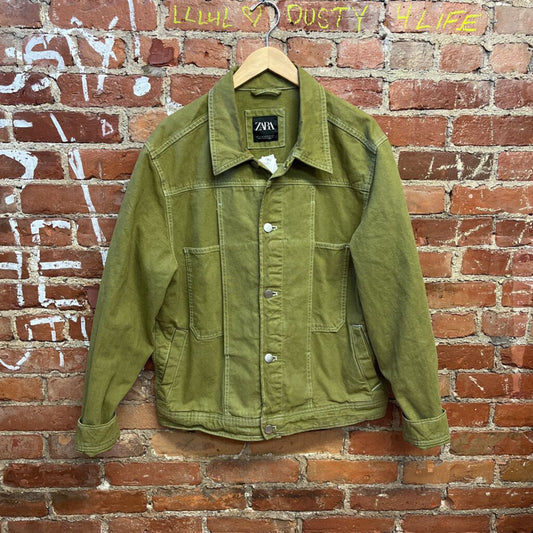 Zara Camo Green Denim Jacket XL