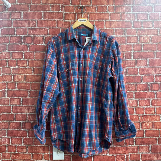 J McLaughlin Plaid button Down Blue Size L