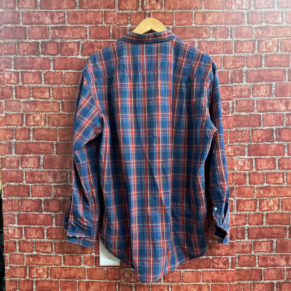 J McLaughlin Plaid button Down Blue Size L