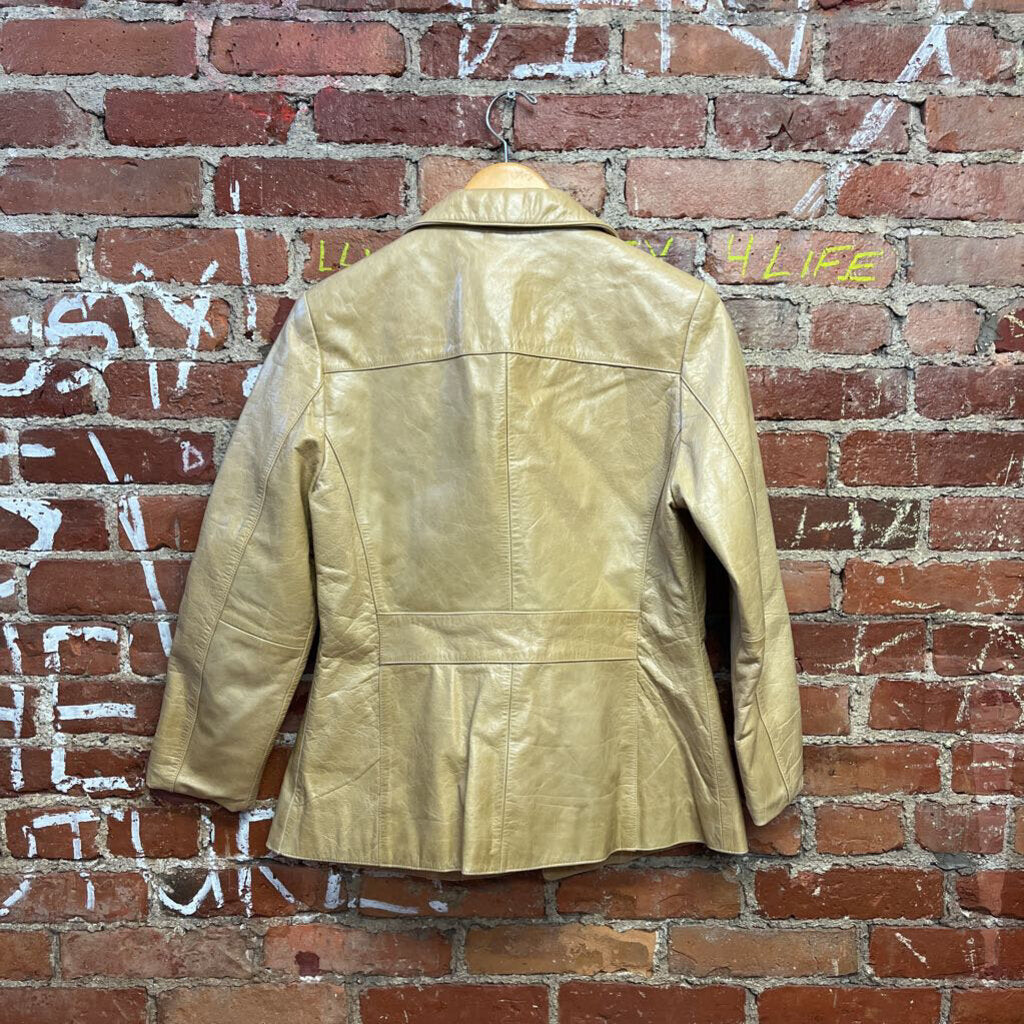 Wilsons Midi Light Brown Leather Jacket Size Small