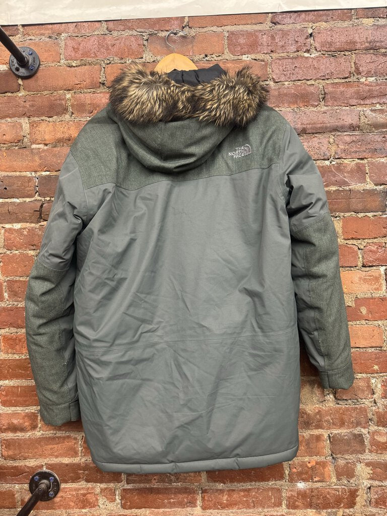 North Face Winter Coat Fur Hood Grn M