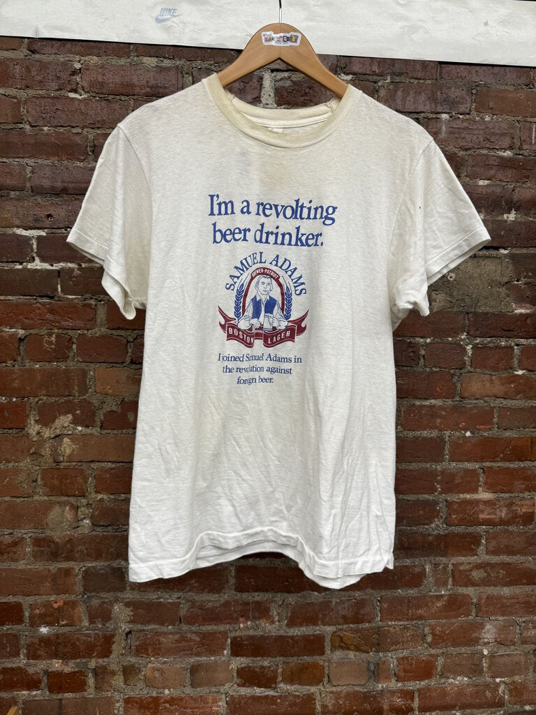 Vintage Tee Samuel Adams I’m a Revolting Beer Drinker White size L Mens