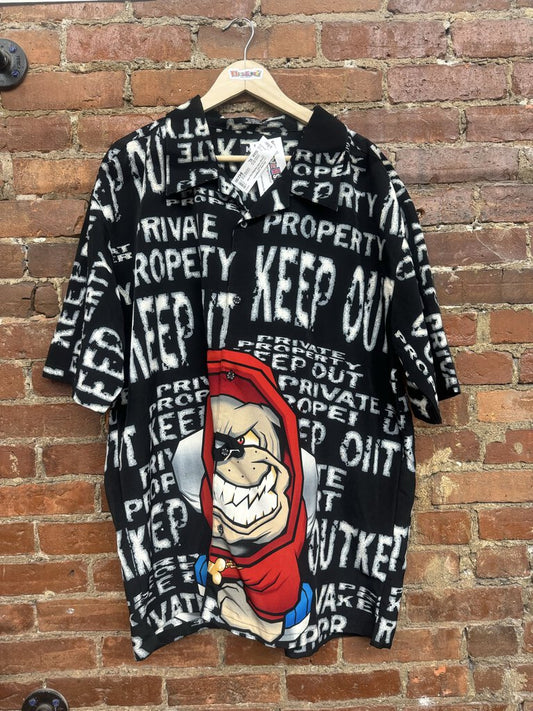 Vintage KAD Clothing Dog AOP Button Down black Size XL