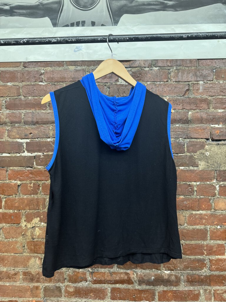 Vintage Y2K Lagos Shoe Sleeveless hoodie top black blue Size M