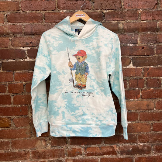 NWT Polo Bear Ralph Lauren Tie Dye Hoodie Blue Size L