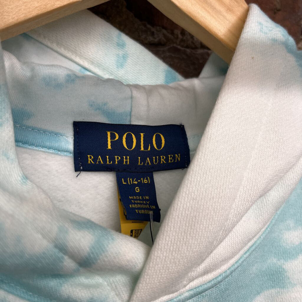 NWT Polo Bear Ralph Lauren Tie Dye Hoodie Blue Size L