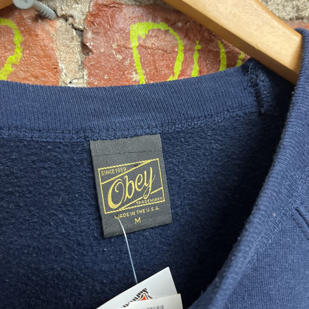 Obey Graphic Crewneck Navy Medium