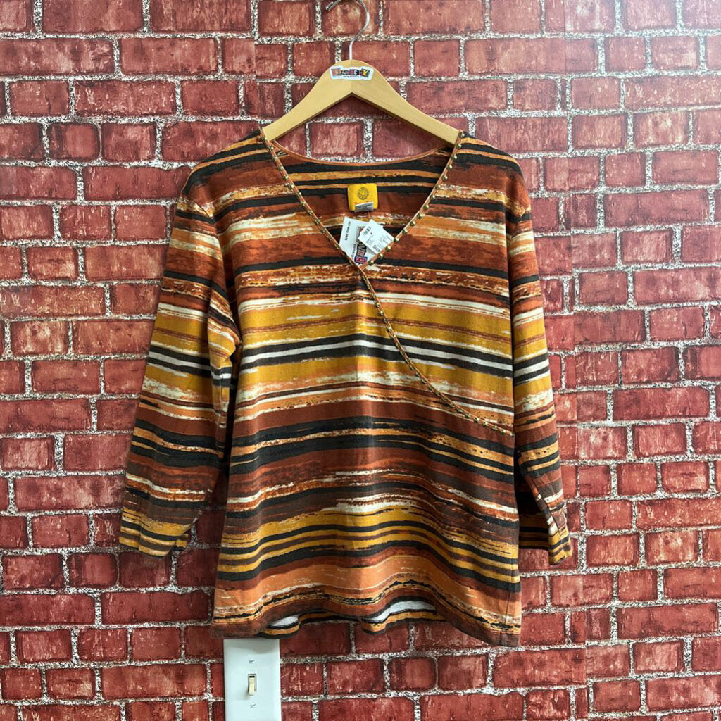 LS Abstract Striped Top Orange XL