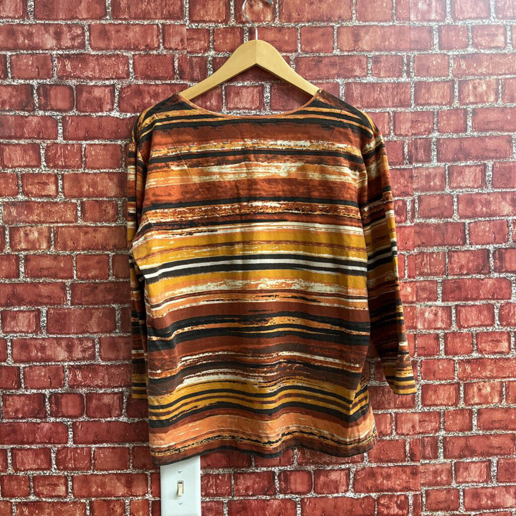 LS Abstract Striped Top Orange XL