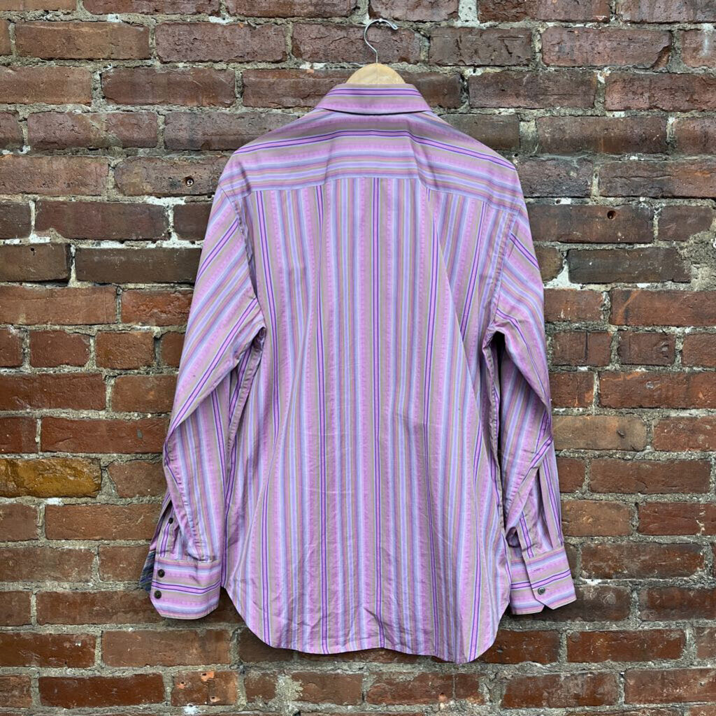 Robert Graham Striped Button Down Purple Size L