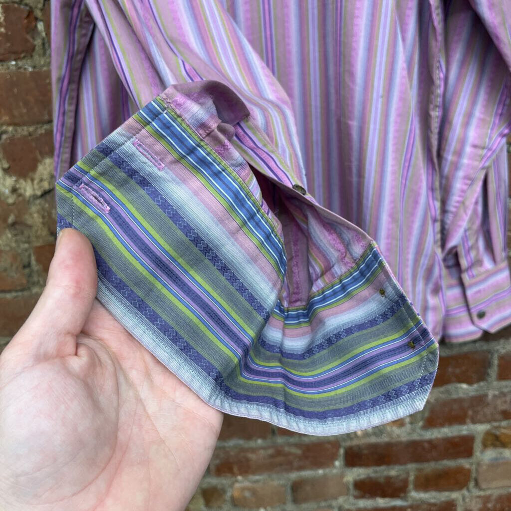 Robert Graham Striped Button Down Purple Size L