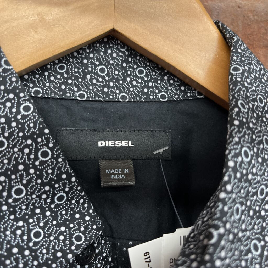 Diesel Abstract Button Down black White Size M