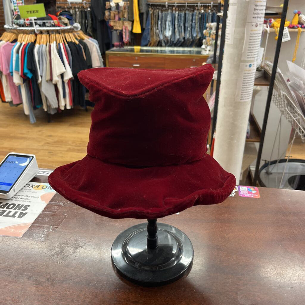 Vintage Alice in Wonderland hat Red Velour