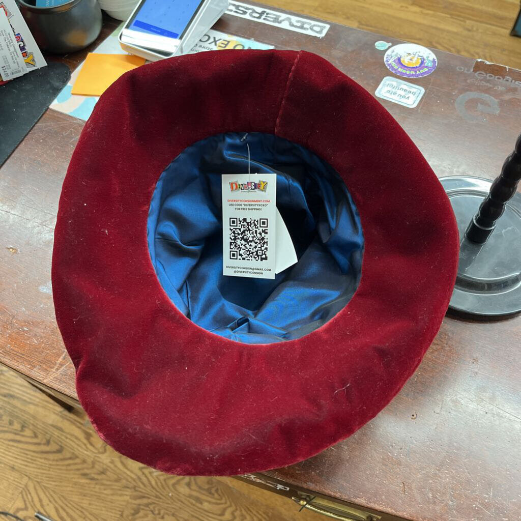 Vintage Alice in Wonderland hat Red Velour