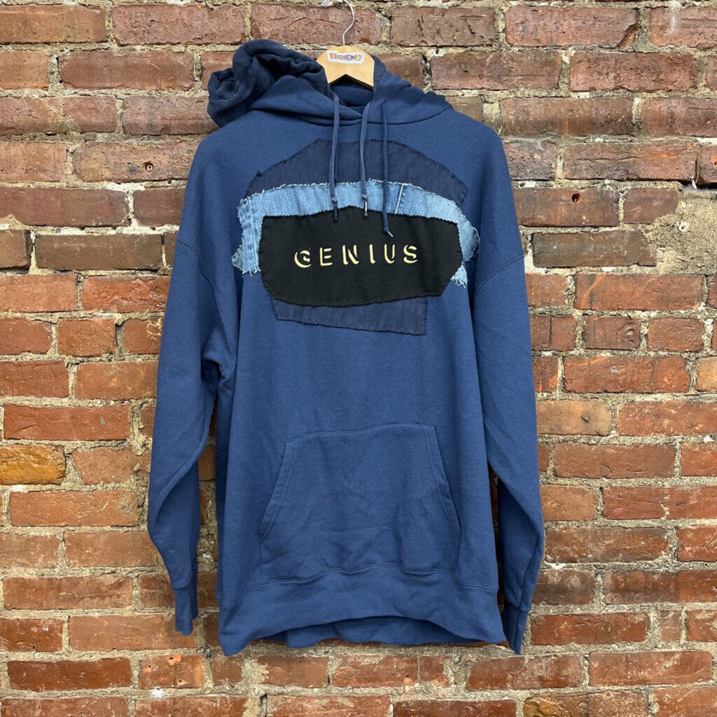 Patchwork Genius Hoodie Blue Size XL