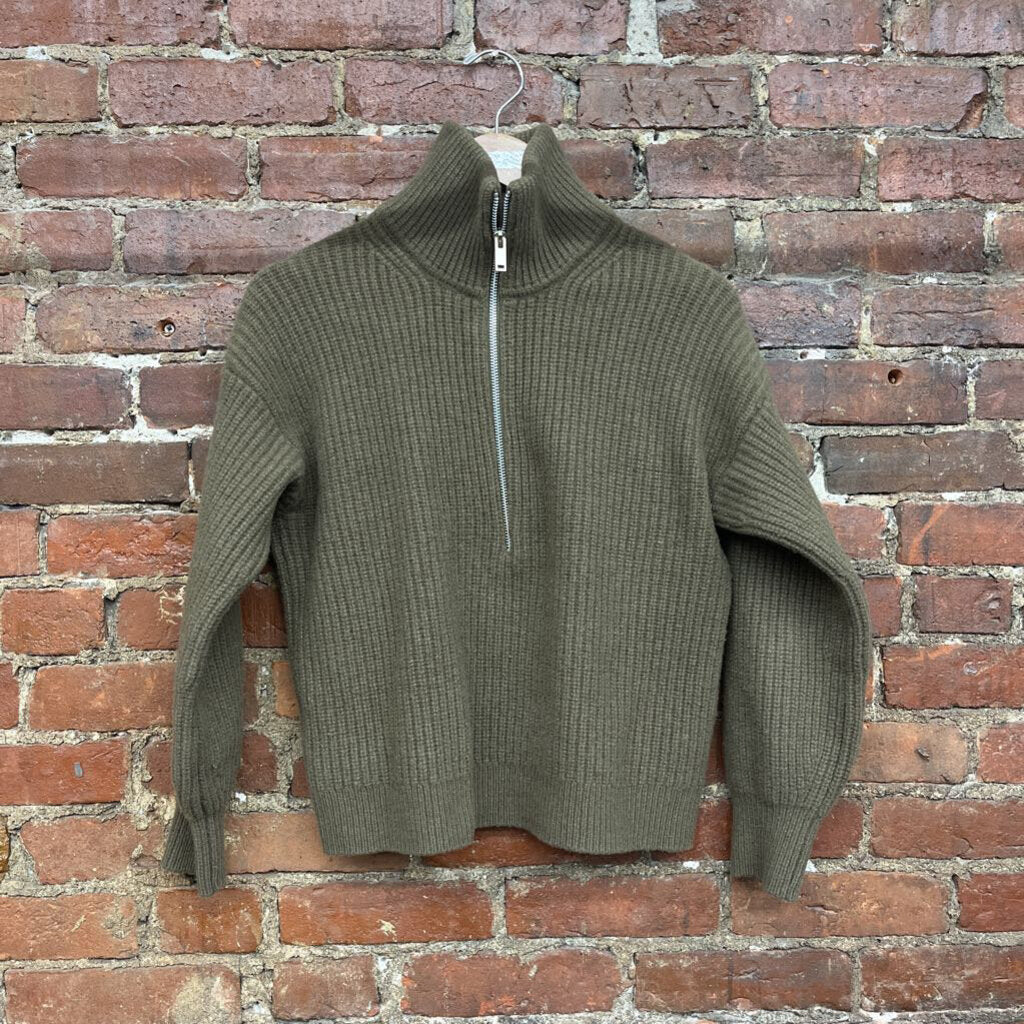 Everlane Knit Quarter Zip Pullover Green Size XS