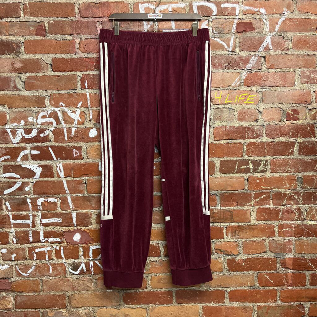 Adidas velour track pants maroon Size L