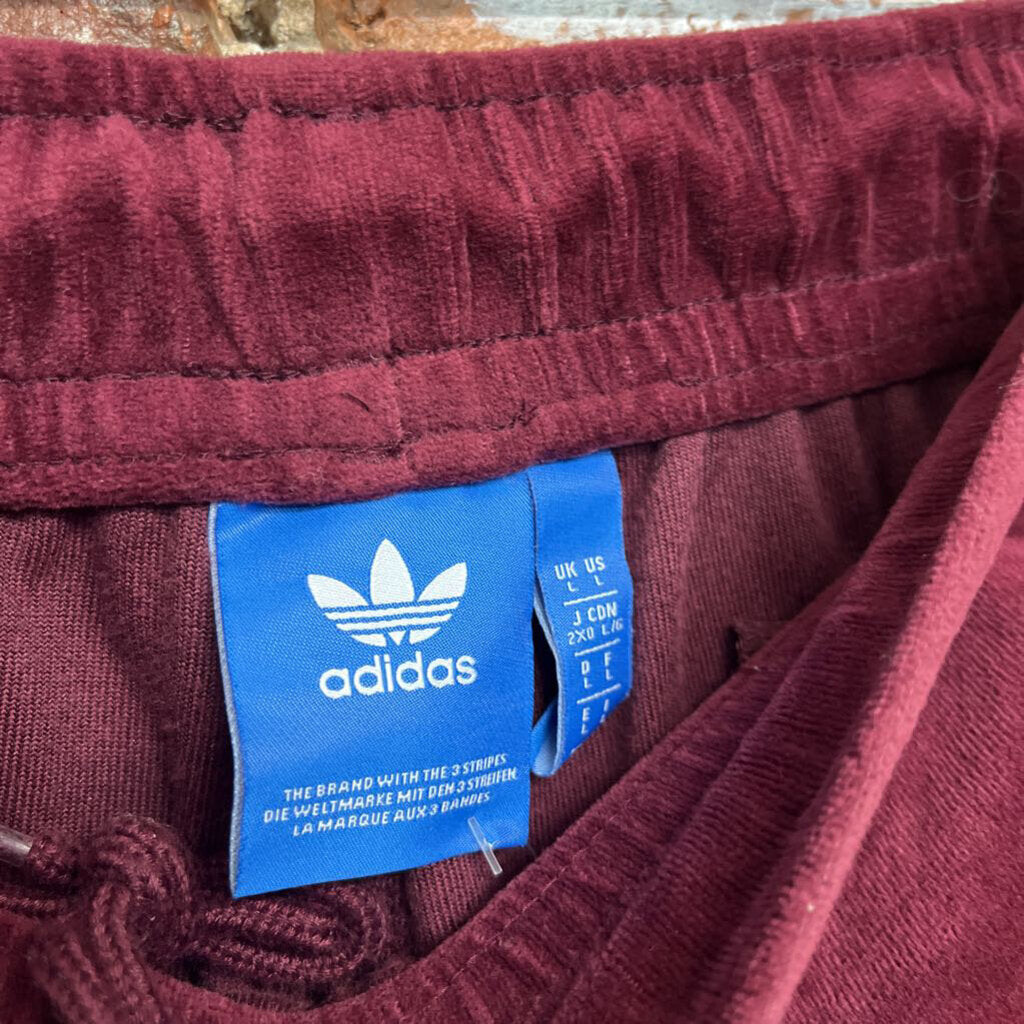 Adidas velour track pants maroon Size L