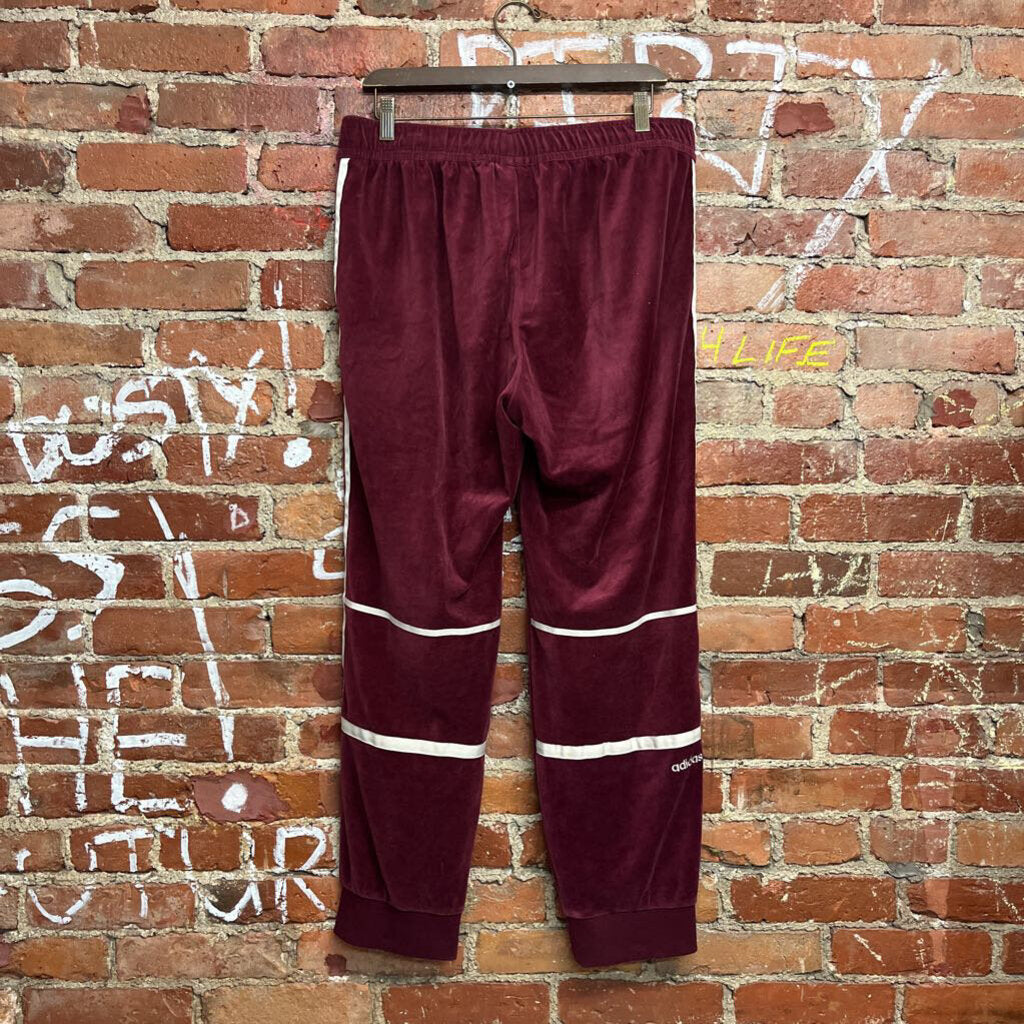 Adidas velour track pants maroon Size L