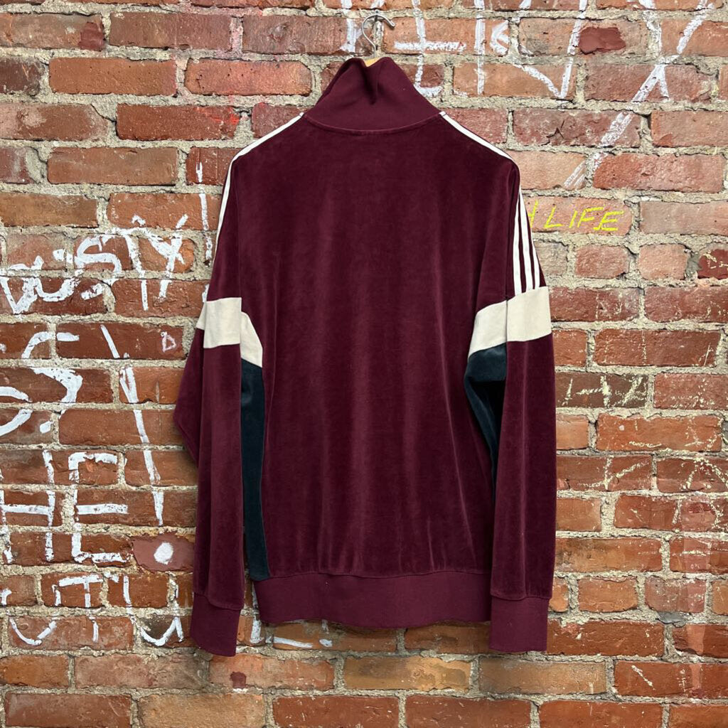 Adidas velour track Jacket maroon Size L