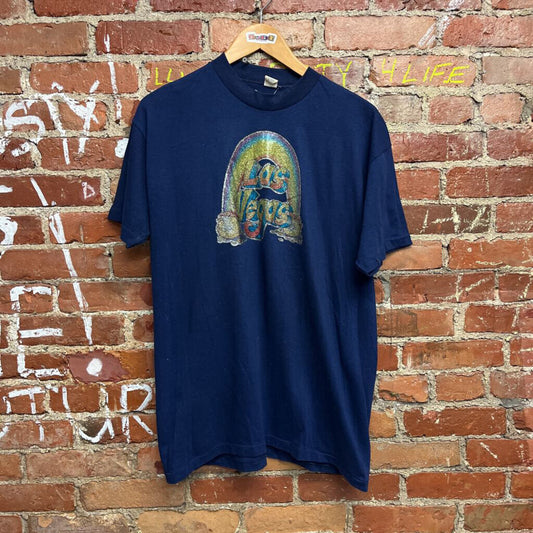 Vintage 80s Las vegas iron On tee blue Size XL