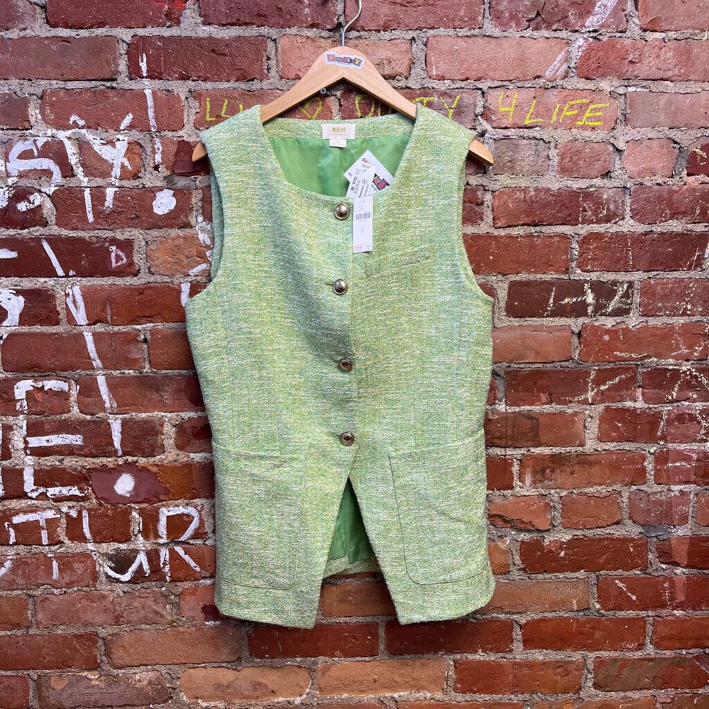 NWT Anthropologie tweed vest green Size M