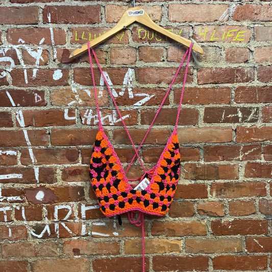 Custom Knit Granny Triangle Top Pnk/Orn OS