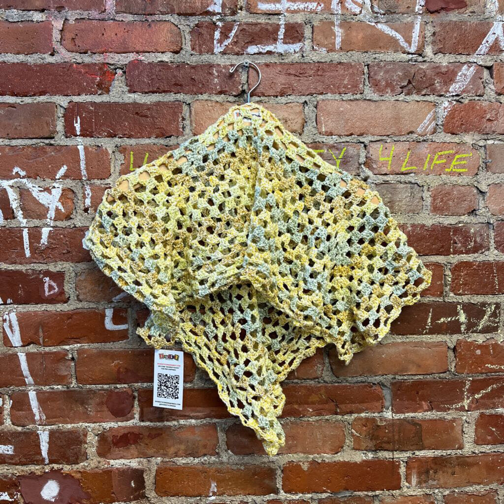 Custom Knit Shawl Grn/Yellow OS