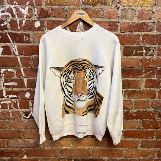 Vintage Fruit of The Loom Painted Tiger Crewneck Size Large