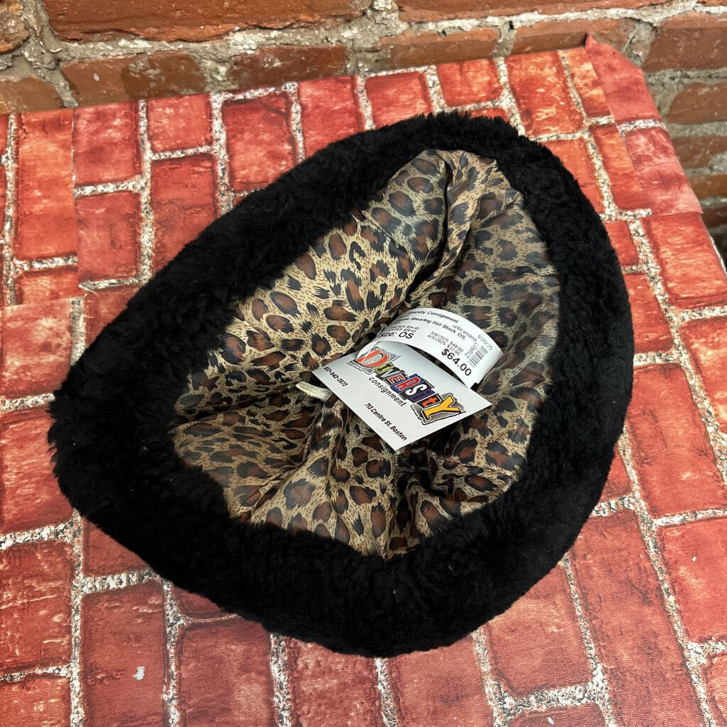 Genuine Shearling Hat Black OS