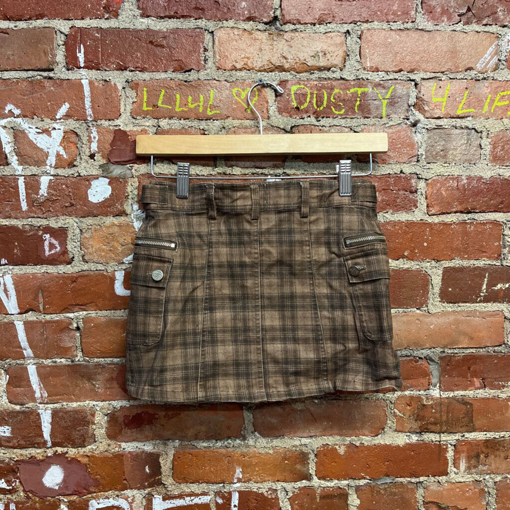 With Jean Mini Skirt Brown Plaid Size XS