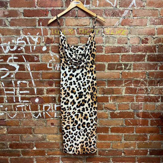 Asos Cheetah Pattern Midi Dress Size 2