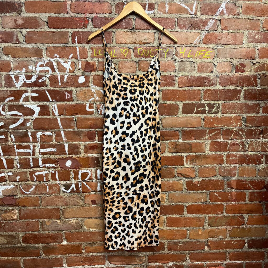 Asos Cheetah Pattern Midi Dress Size 2