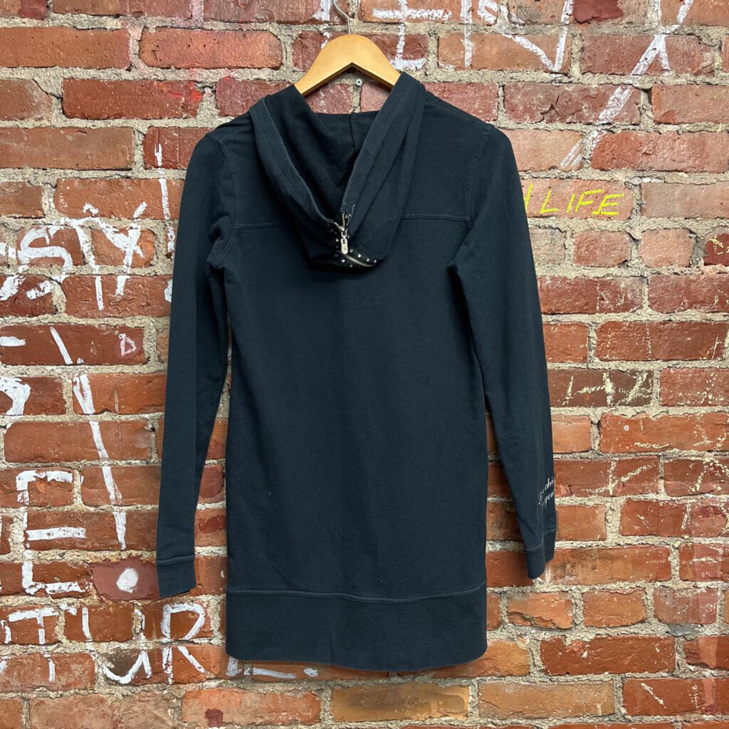 BCBG Long Full Zip Hoodie Black Size M