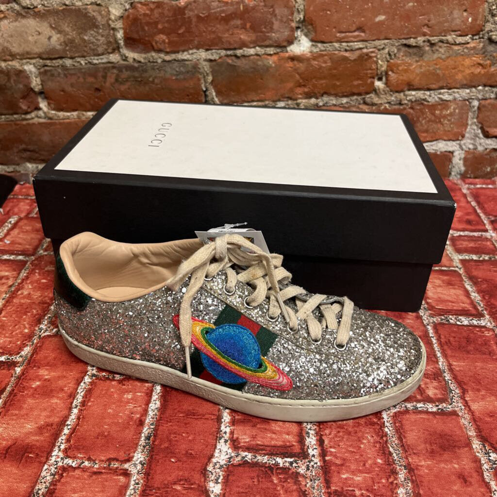 Gucci Glitter Saturn Sneakers Silver Size 37.5 (7L)