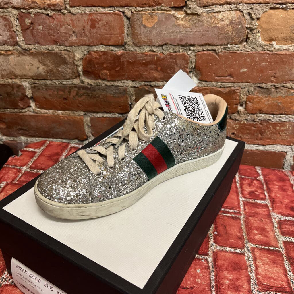 Gucci Glitter Saturn Sneakers Silver Size 37.5 (7L)