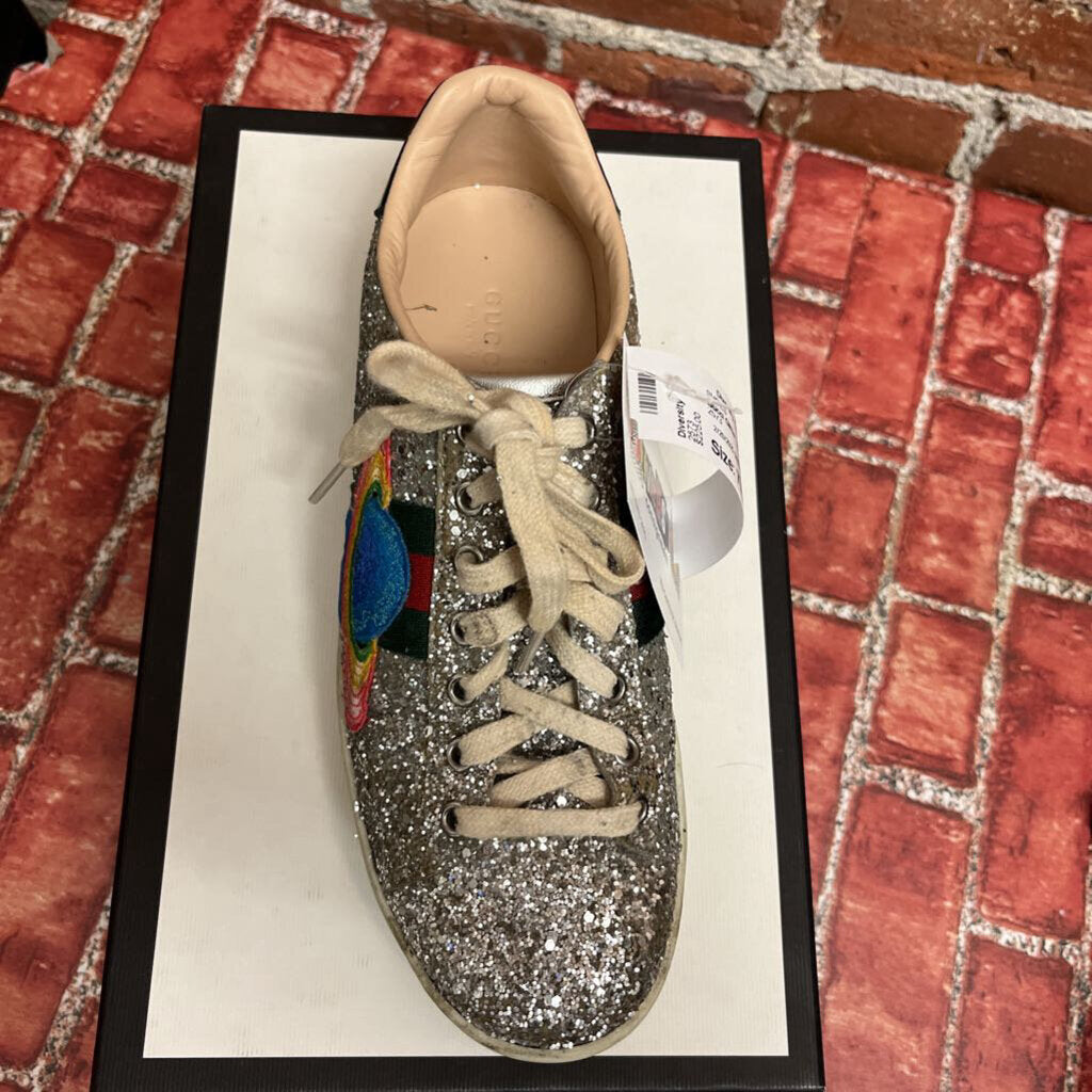 Gucci Glitter Saturn Sneakers Silver Size 37.5 (7L)