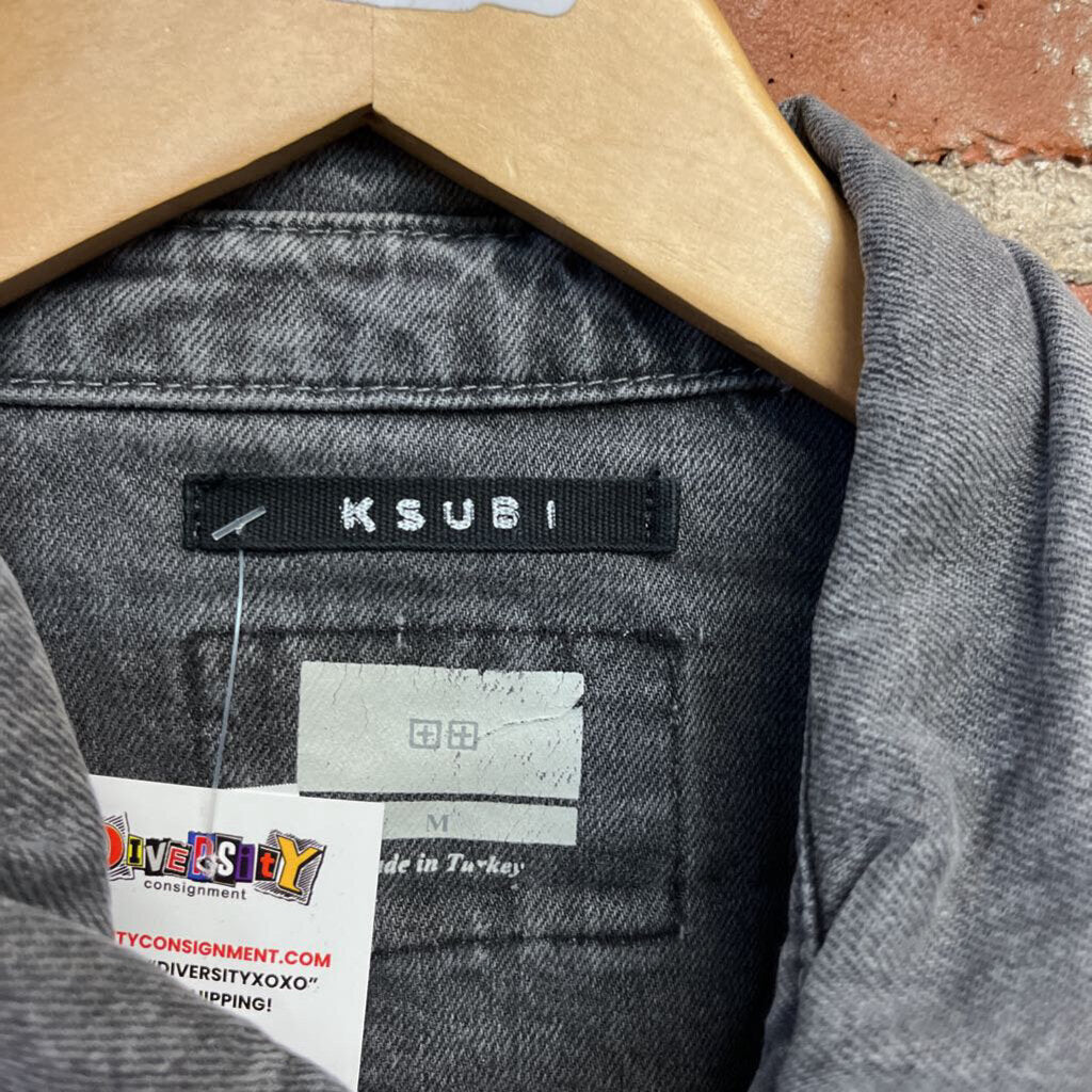 Ksubi Denim Button Down Snap Grey Size M