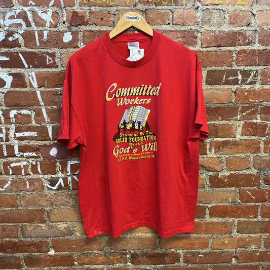 Vintage Gods Will Graphic Tee Red Size XL