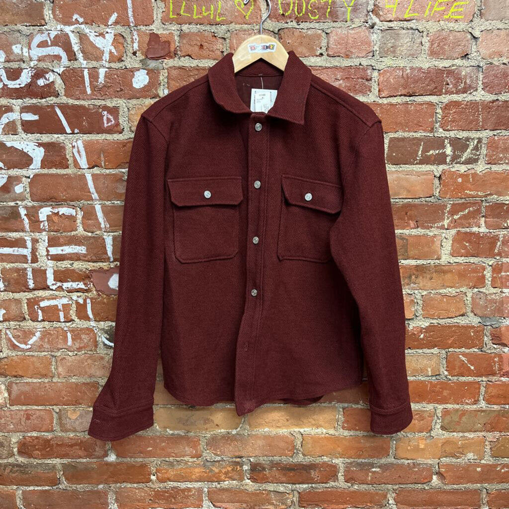 Frame Wool Flannel Shirt Burgundy Size M